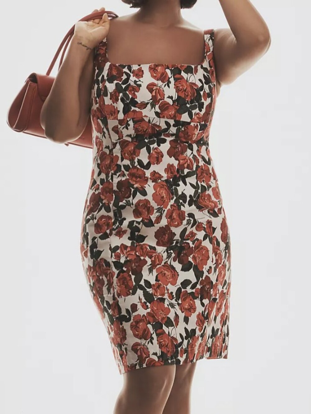 Maeve Anthropologie Floral Rose Square Neck Sleeveless Knee Length Dress XL